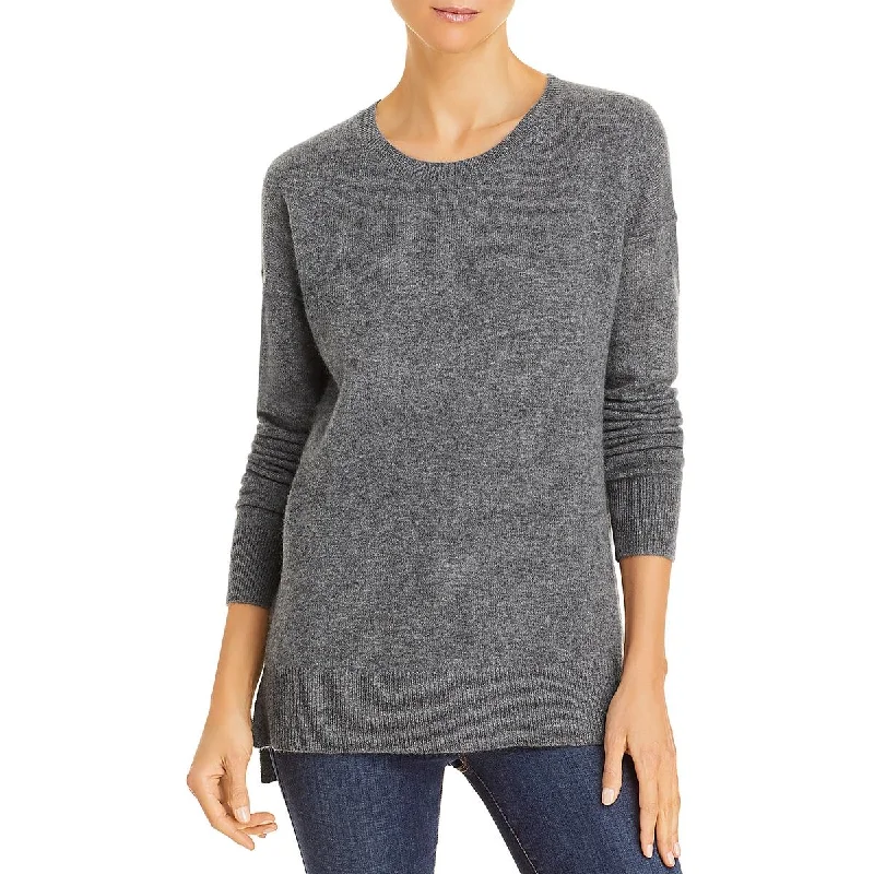 Aqua Womens Cashmere Hi-Low Crewneck Sweater