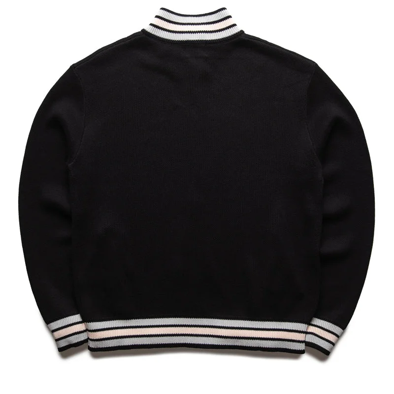 Diet Starts Monday Knitted Script Full Zip Varsity Jacket - Black