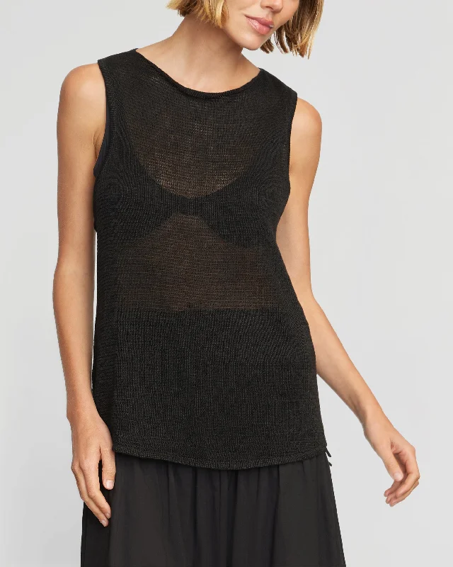 Fais Twist-Back Linen Sweater Tank