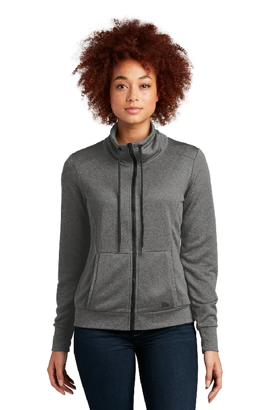 New Era Womens Performance Terry Full Zip Sweatshirt - Heather Graphite Grey