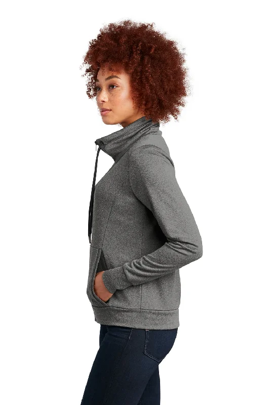 New Era Womens Performance Terry Full Zip Sweatshirt - Heather Graphite Grey