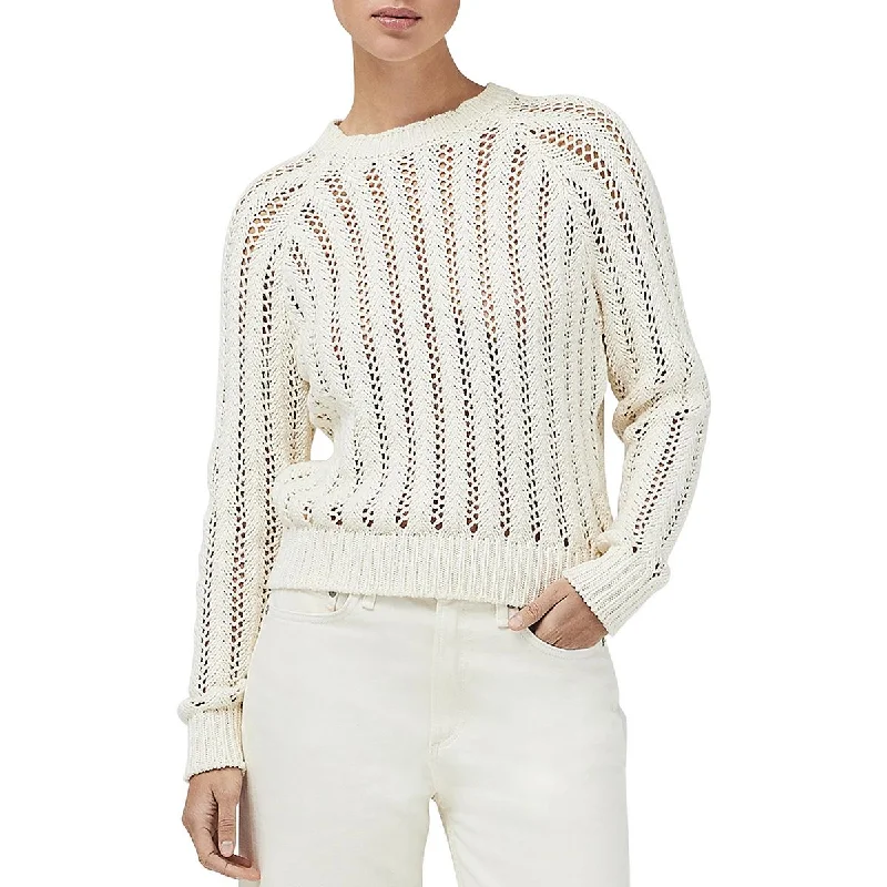 Rag & Bone Womens Adrienne Open Stitch Cotton Crewneck Sweater