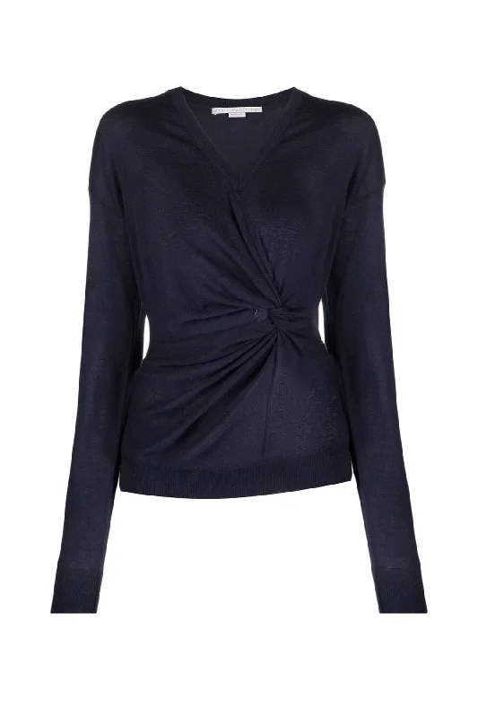 Stella McCartney Twisted Merino Knit Jumper - Navy