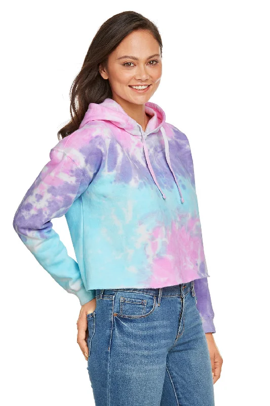 Tie-Dye Womens Cropped Hooded Sweatshirt Hoodie - Cotton Candy