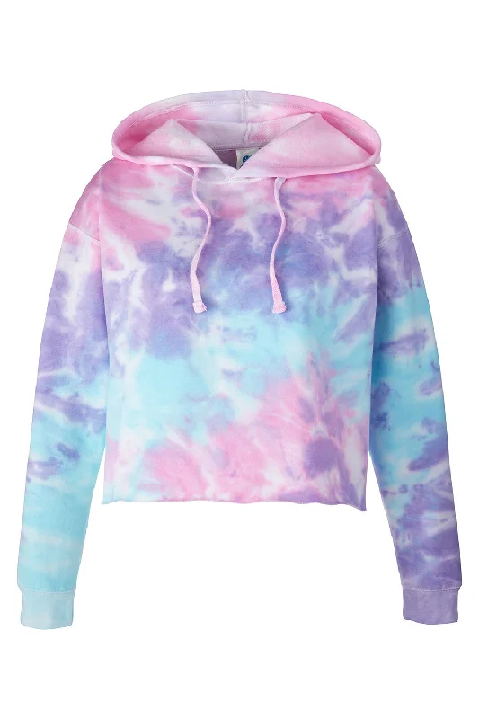 Tie-Dye Womens Cropped Hooded Sweatshirt Hoodie - Cotton Candy