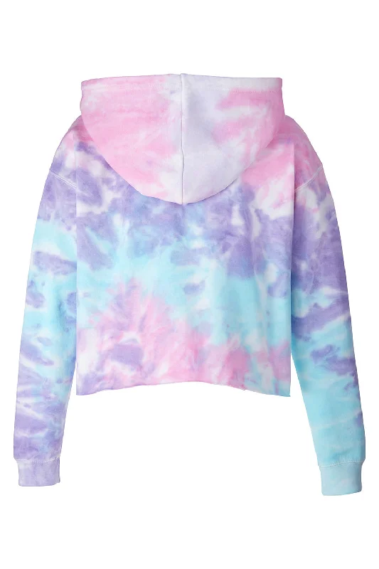 Tie-Dye Womens Cropped Hooded Sweatshirt Hoodie - Cotton Candy