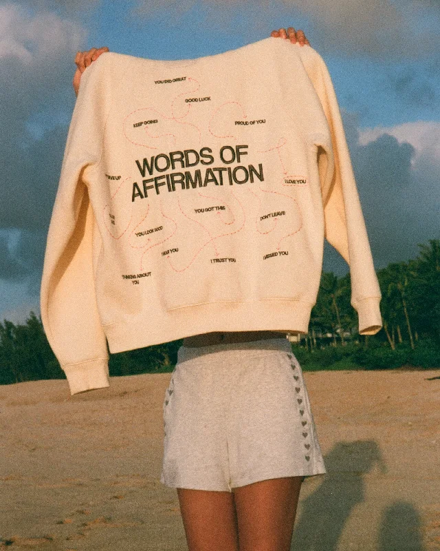 ""Words of Affirmation"" Oversized Lux Hoodie in Cream