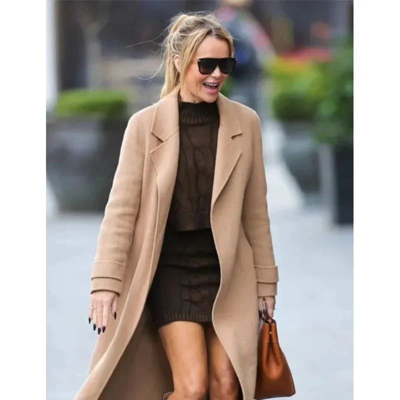 Amanda Holden Brown Wool Coat