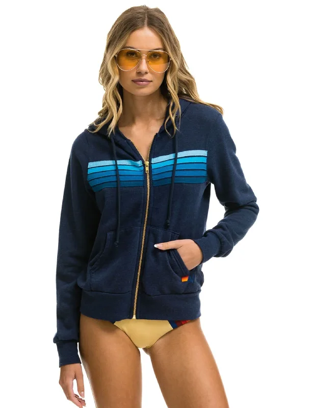 5 Stripe Zip Hoodie, Navy/Blue