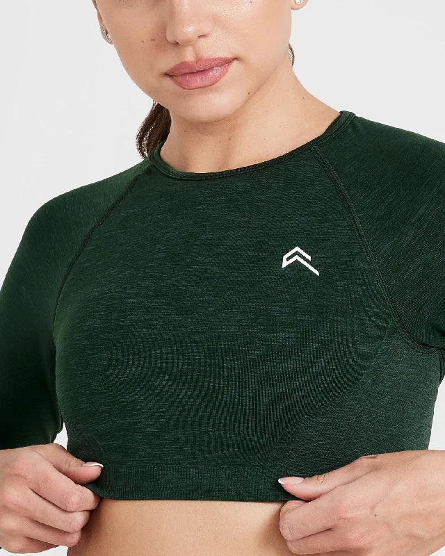 Effortless Seamless Long Sleeve Crop Top | Evergreen