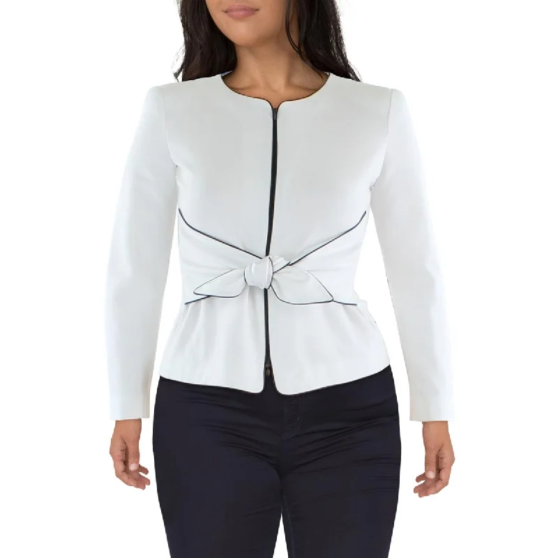 Emporio Armani Womens Woven Long Sleeves Collarless Blazer