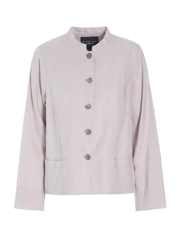 Lazy Linen Jacket In Ash Pink