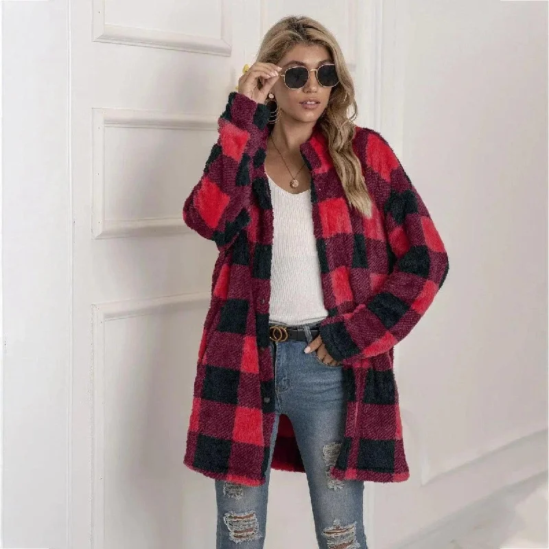 Red dates plaid / S