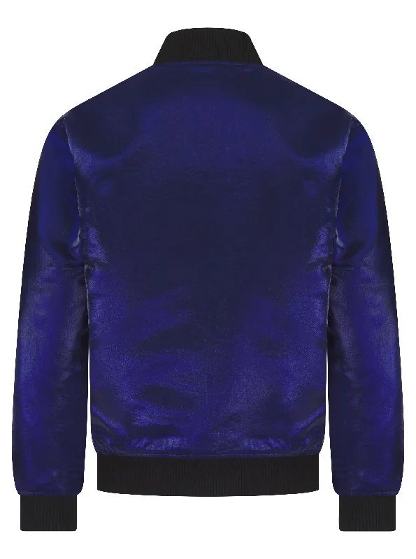 Soot and Ty Midnight Navy Fil Lumiere Reversible Classic Bomber Jacket