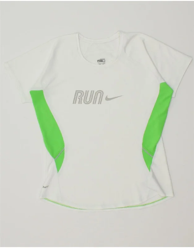 NIKE Womens Graphic T-Shirt Top UK 10/12 Medium White Colourblock