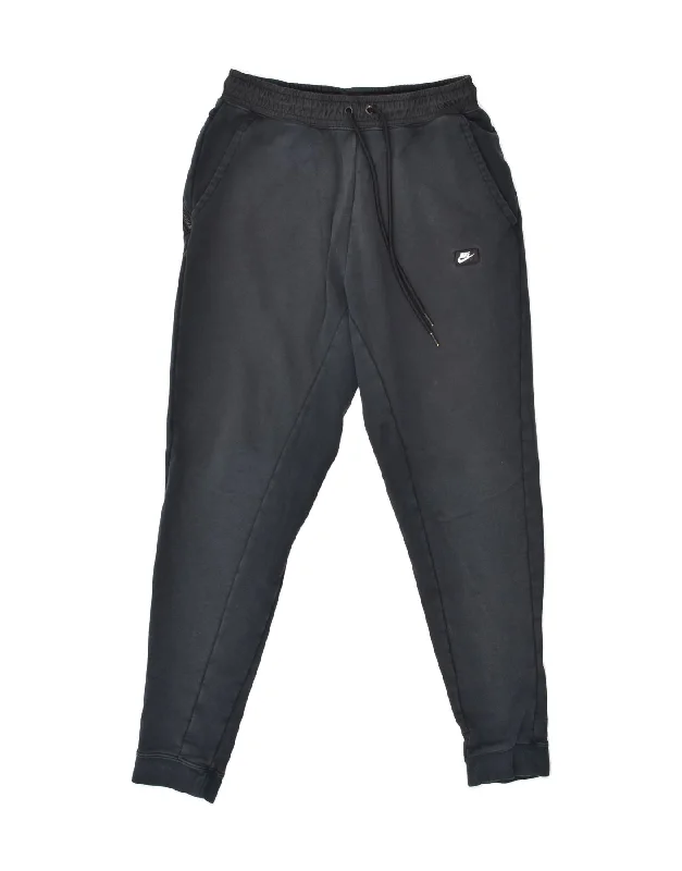 NIKE Womens Tracksuit Trousers Joggers UK 12 Medium Navy Blue Cotton