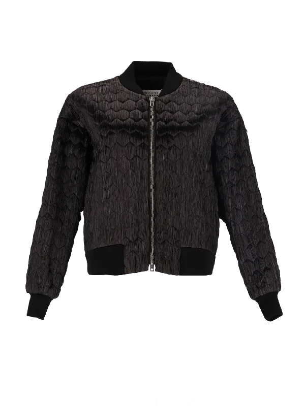 quilted raffia bomber jacket