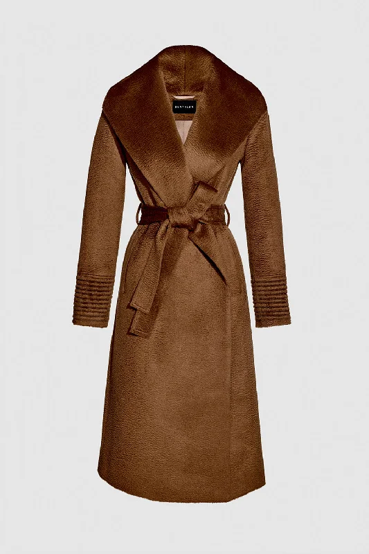 Suri Alpaca Long Shawl Collar Wrap Coat