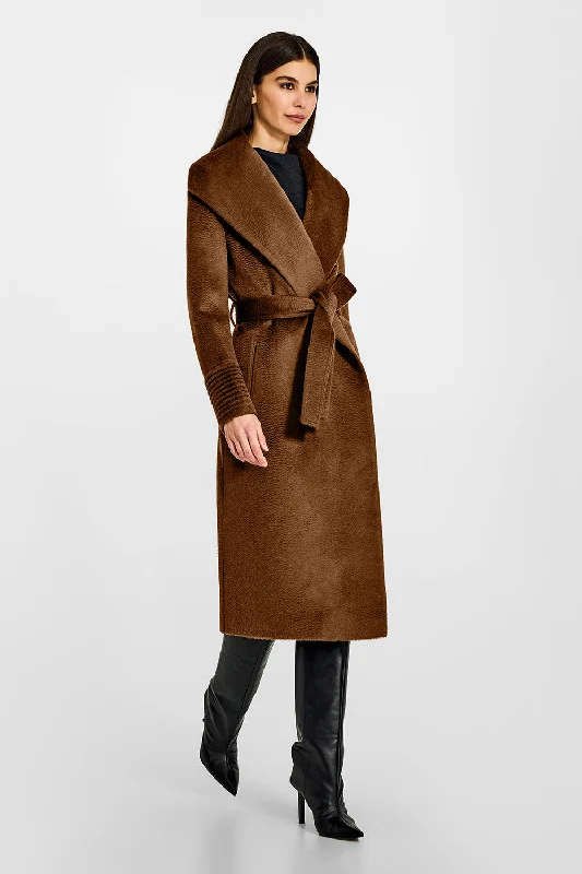 Suri Alpaca Long Shawl Collar Wrap Coat