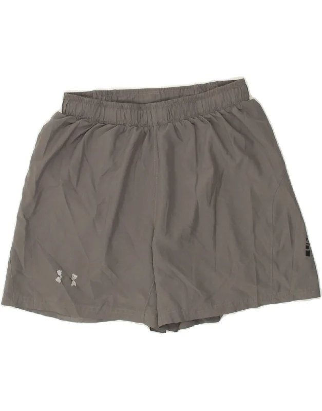 UNDER ARMOUR Womens Heat Gear Graphic Sport Shorts UK 12 Medium Grey