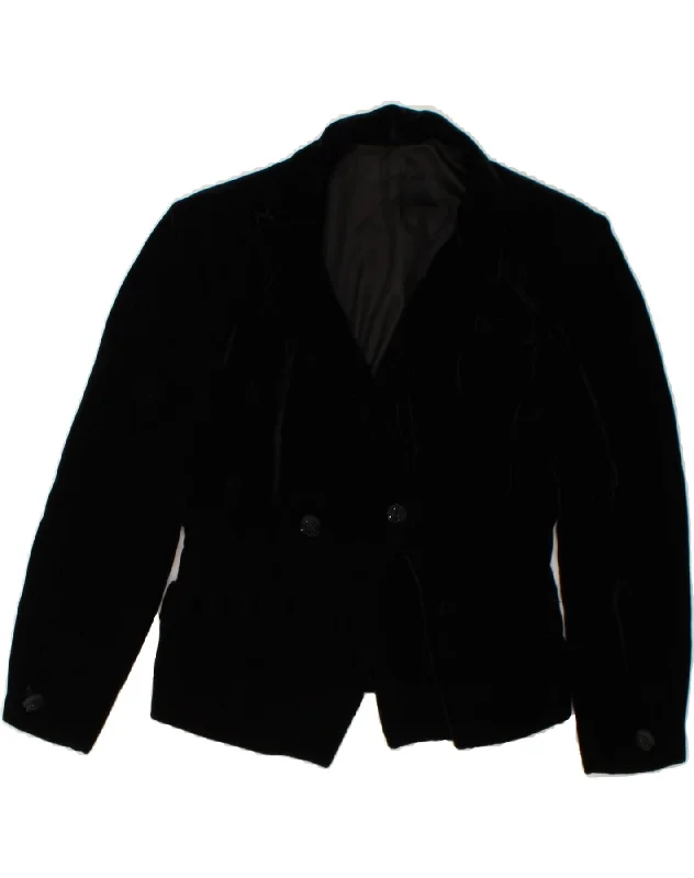 VINTAGE Womens Double Breasted Blazer Jacket UK 14 Medium Black