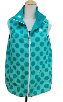 Abacus Two-tone Teal Polka Dot Reversible Wind Vest Size