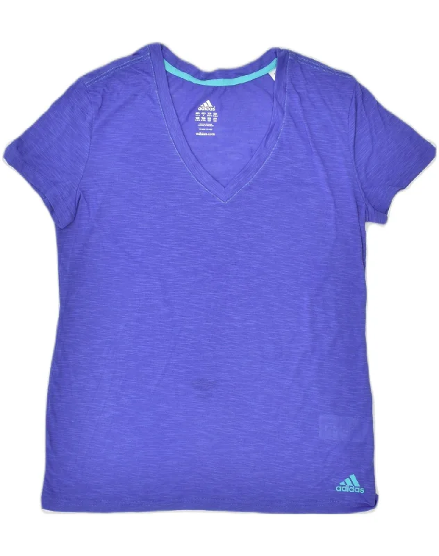 ADIDAS Womens Climalite T-Shirt Top UK 12- 14 Medium Purple Polyester