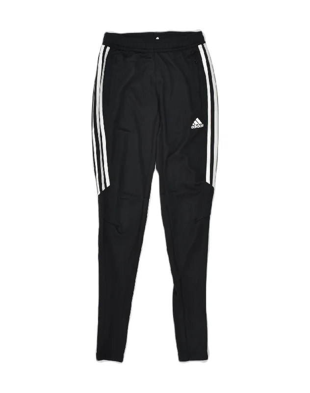 ADIDAS Womens Tracksuit Trousers UK 0-2 2XS Black Polyester