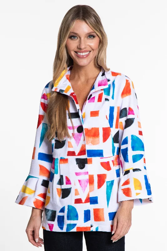 Bell Sleeve Jacket - Geo Multi