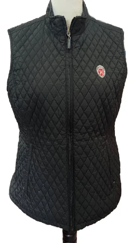 Cutter & Buck Women's Black Quilted Golf Vest with WI Logo Size L MSP$95