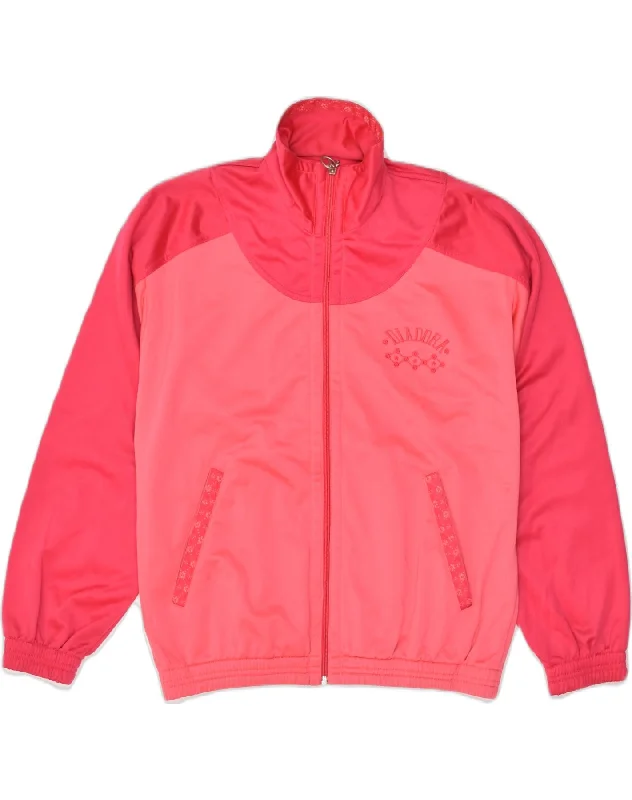 DIADORA Womens Tracksuit Top Jacket UK 14 Large Pink Colourblock Polyester