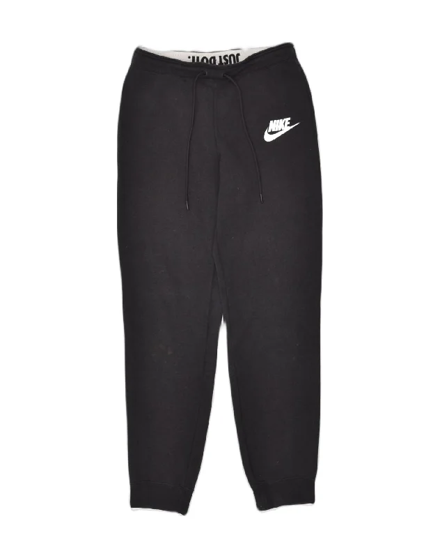 NIKE Womens Tracksuit Trousers Joggers UK 14 Medium Black Cotton