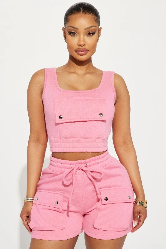 Put It In Your Pocket Fleece Top - Pink