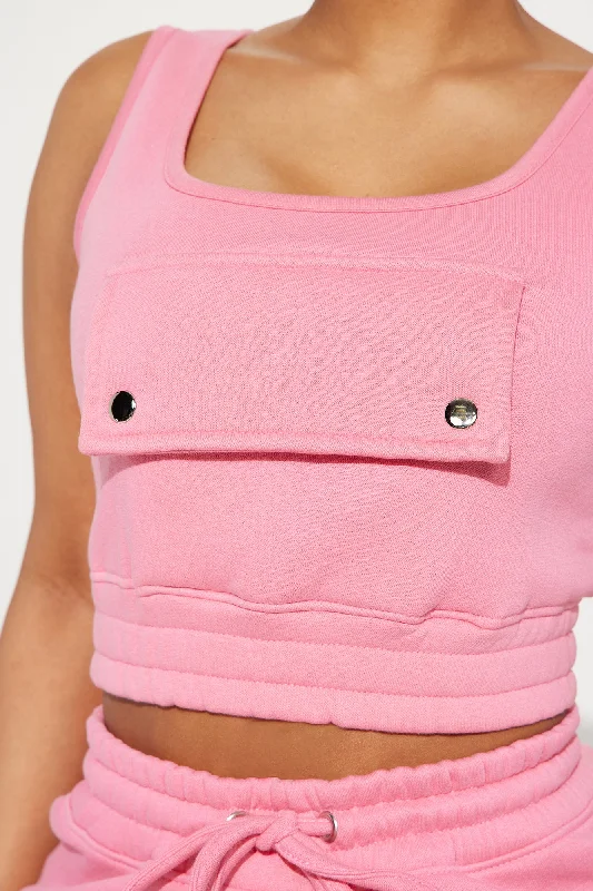 Put It In Your Pocket Fleece Top - Pink