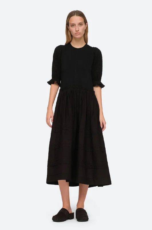 Willa Smocking Puff Slv Dress Black