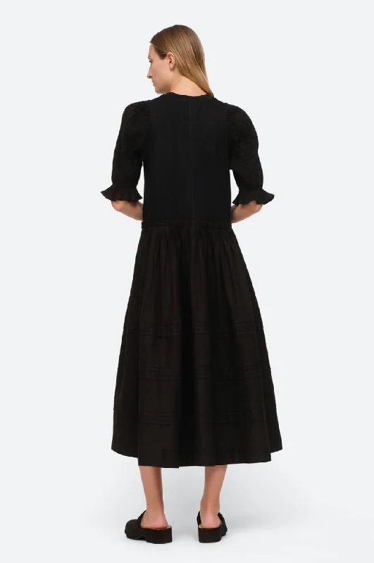 Willa Smocking Puff Slv Dress Black