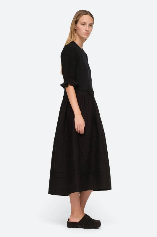 Willa Smocking Puff Slv Dress Black