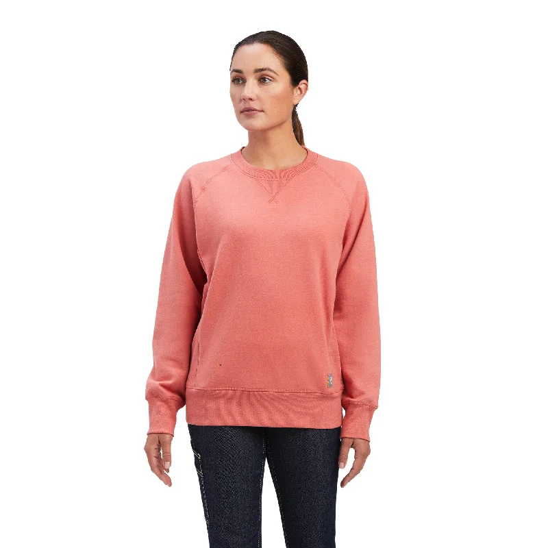 10041441 Ariat Wms Rebar Workman Washed Fleeced Sweatshirt Faded Rose