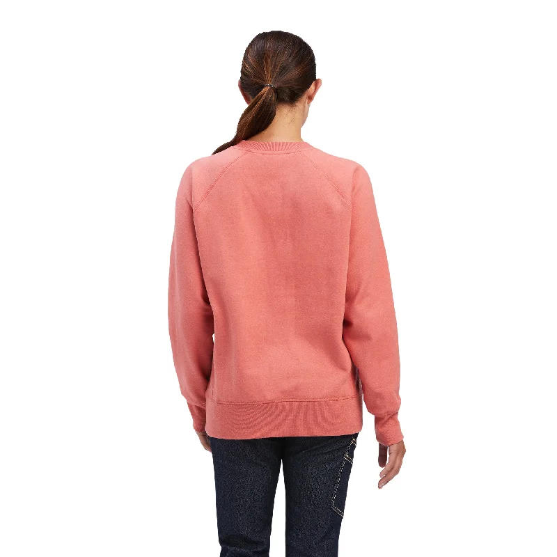 10041441 Ariat Wms Rebar Workman Washed Fleeced Sweatshirt Faded Rose