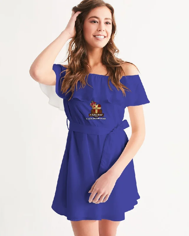 AKH Blue Women's Off-Shoulder Dress