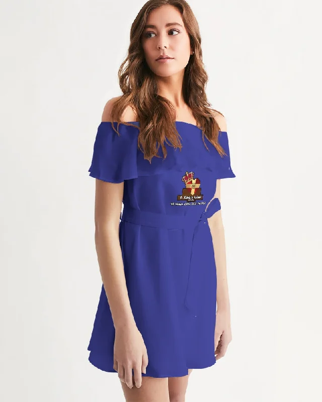 AKH Blue Women's Off-Shoulder Dress