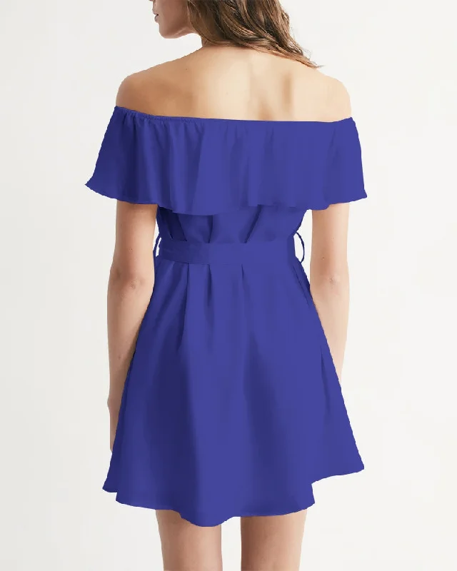 AKH Blue Women's Off-Shoulder Dress