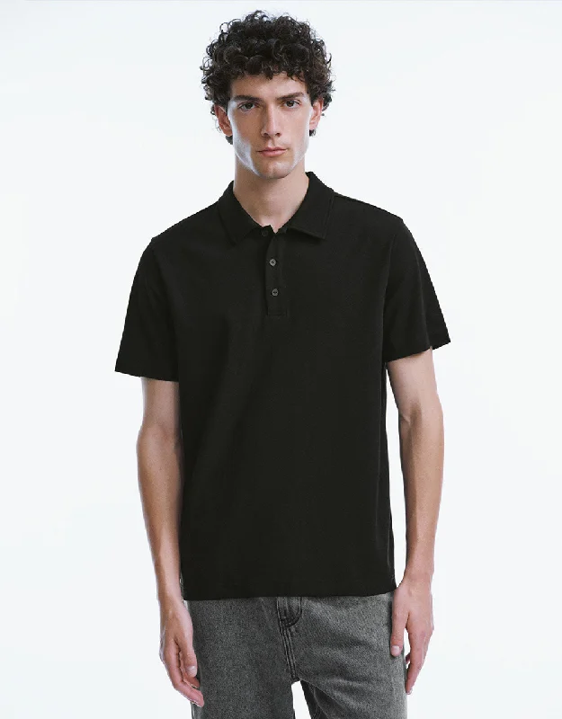 Button Half Placket Knitted A-Line T-Shirt