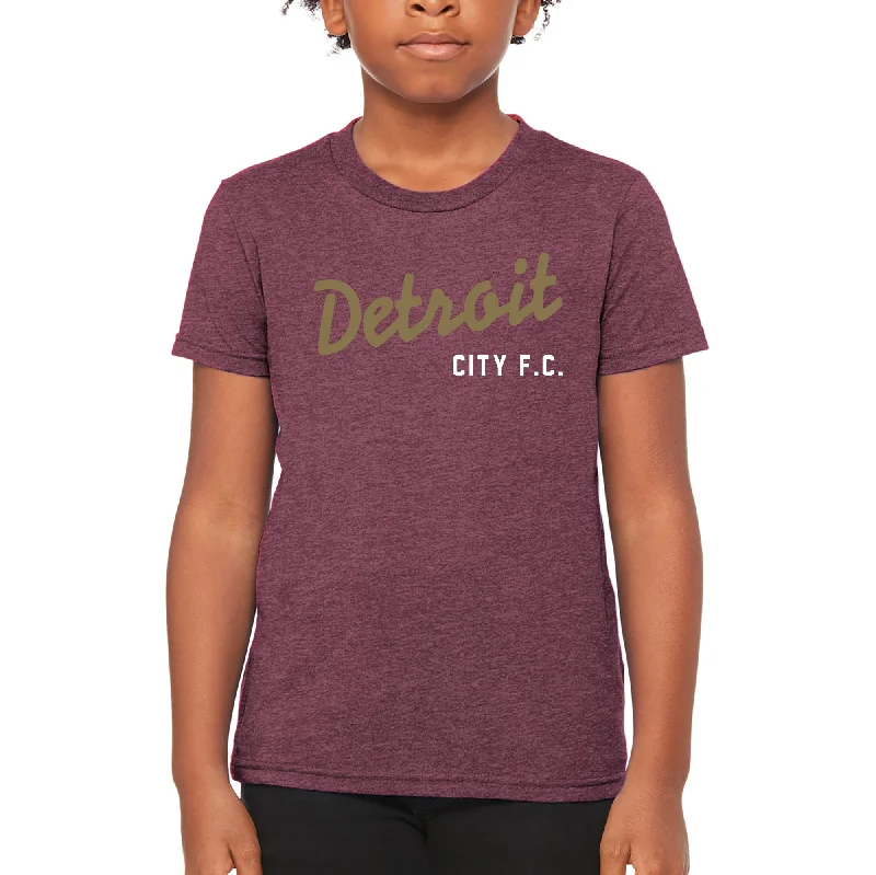 DCFC Youth Wordmark Tee- Heather Maroon