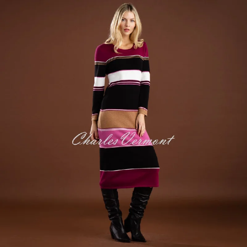 Marble Striped Knit Dress - Style 7216-205 (Berry / Multi)