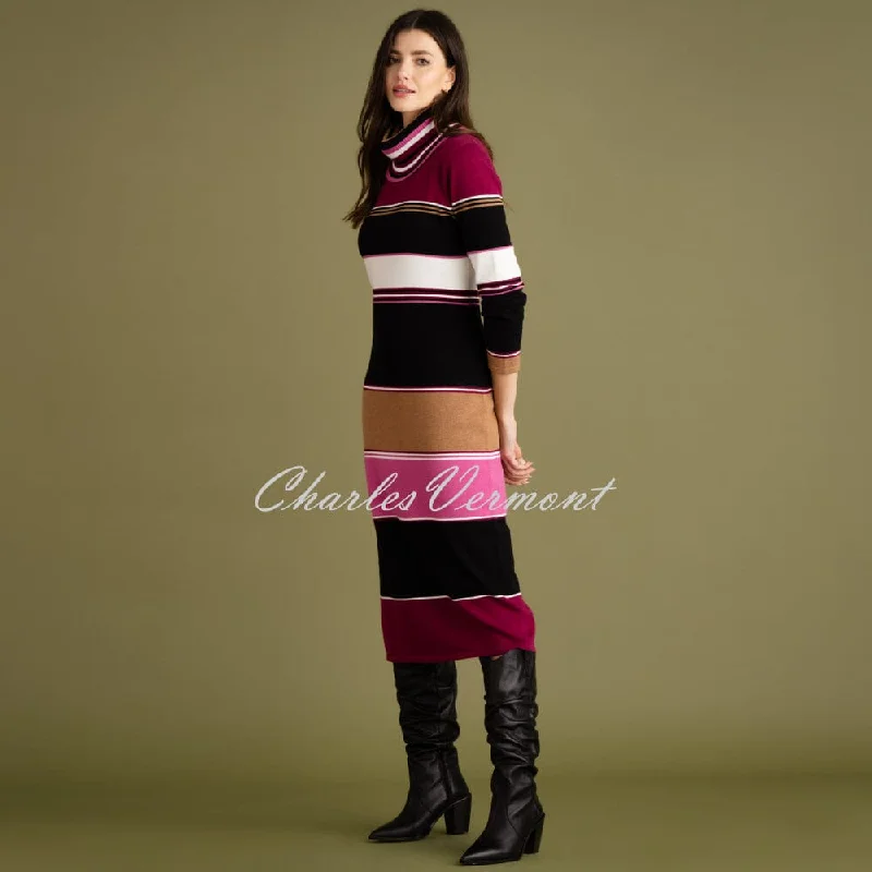 Marble Striped Knit Dress - Style 7216-205 (Berry / Multi)