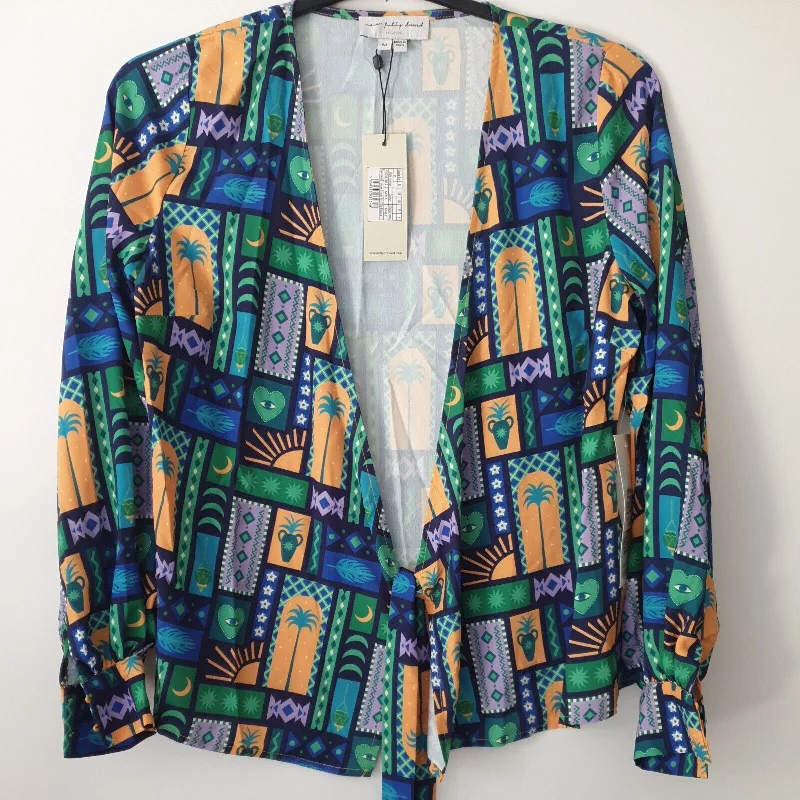 Never Fully Dressed Aqua Street Art Tilly Blouse Multicolored UK Large ** V355