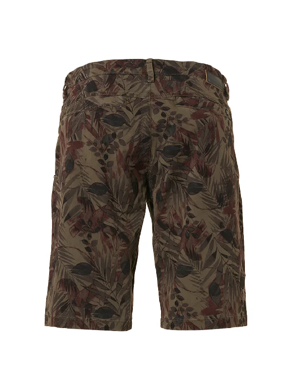 No Excess - Allover Printed Stretch Shorts - Night/Leaf