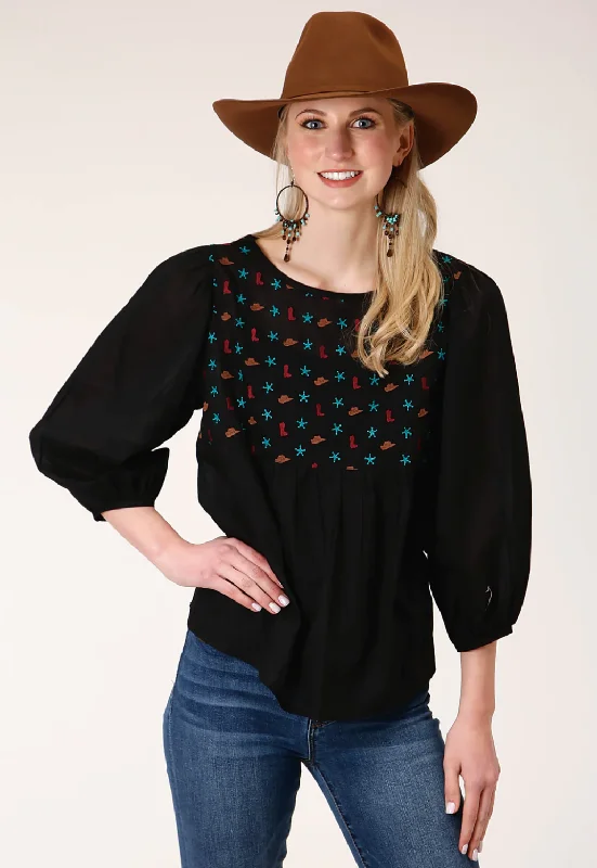 03-050-0565-6102BL Roper Women's five star Collection LS Blouse Black