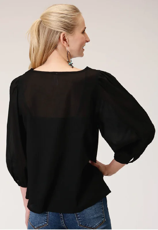 03-050-0565-6102BL Roper Women's five star Collection LS Blouse Black